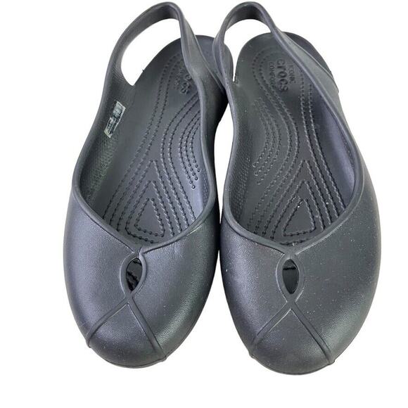 Crocs Olivia Womens Solid Black Slingback Flats Round Closed Toe Shoes sz 7 - Picture 6 of 16